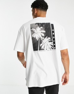 Белая oversized-футболка с принтом пальмы на спине Only & Sons-Белый