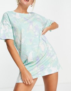 Эксклюзивная светло-зеленая футболка в стиле oversized с принтом тай-дай из органического хлопка Lindex Emily-Зеленый цвет