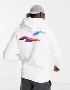 Худи белого цвета с принтом на спине и рукавах от комплекта Hollister-Белый