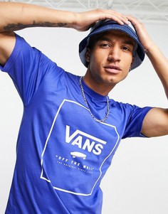 Синяя футболка с принтом на спине Vans Classic-Белый