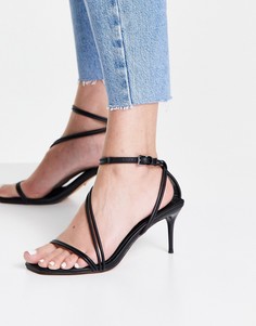 Черные босоножки с ремешками на высоком каблуке Topshop Neela-Черный цвет