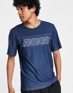 Темно-синяя футболка с логотипом adidas Training Hype-Темно-синий