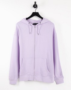 Сиреневый oversized-худи из органического хлопка на молнии ASOS DESIGN-Фиолетовый цвет