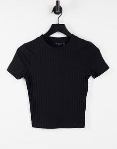 Черная зауженная футболка в рубчик ASOS DESIGN Hourglass-Черный цвет