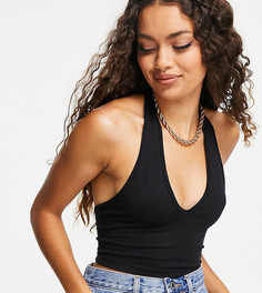 Черный кроп-топ с бретелькой через шею ASOS DESIGN Petite-Черный цвет
