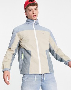 Куртка из технологичного материала бежевого цвета в стиле колор-блок Tommy Jeans-Светло-бежевый