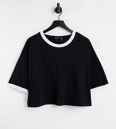 Черная футболка с контрастной окантовкой ASOS DESIGN Curve-Черный цвет