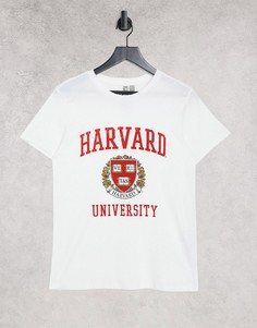 Белая oversized-футболка с принтом "Harvard" ASOS DESIGN-Белый