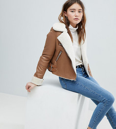 Куртка-авиатор укороченного фасона Bershka-Коричневый цвет