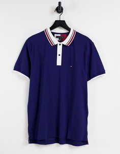 Футболка-поло с контрастной планкой Tommy Hilfiger-Голубой