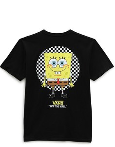 Черная футболка с принтом на спине и карманом Vans X Spongebob Spotlight Pocket-Черный цвет