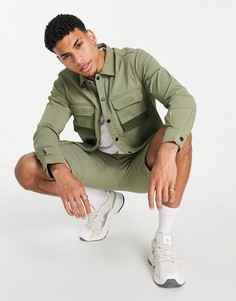 Зеленая нейлоновая рубашка навыпуск от комплекта Jack & Jones Core-Зеленый цвет