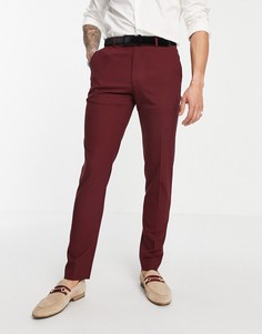 Бордовые брюки скинни ASOS DESIGN wedding-Красный