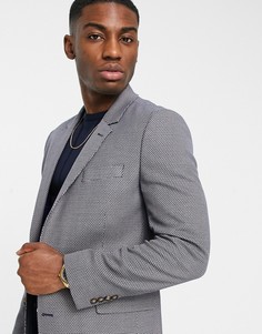 Серый приталенный пиджак с ромбовидным узором ASOS DESIGN-Коричневый цвет