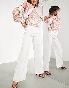 Джинсы из органического хлопка цвета слоновой кости с широкими штанинами ASOS EDITION-Белый