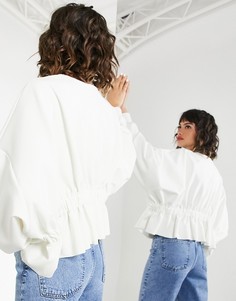 Приталенный спереди и сзади свитшот цвета слоновой кости ASOS EDITION-Белый