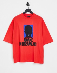 Красная oversized-футболка с принтом спереди ASOS DESIGN-Красный