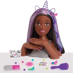 Торс для причесок Barbie Deluxe 20-Piece Glitter Черные волосы 63526