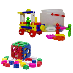 Развивающие игрушки Karolina Toys Игрушка Кубик лог.большой+Конструктор Малыш - 1 36 дет.