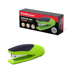 Cтеплер №10 ErichKrause® ErgoLine® до 15 л ярко-салатовый в коробке по 1 шт