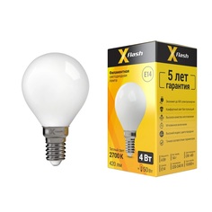 Лампочка светодиодная XF-E14-FLM-P45-4W-2700K-230V, Арт.: 48083 10 штук