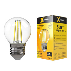 Лампочка светодиодная XF-E27-FL-G45-4W-4000K-230V, Арт.: 48021 10 штук