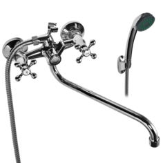 Смеситель для ванной WISENT 2365 с изливом 30 см. и душем Хром