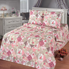 Комплект постельного белья семейный бязь Лоскутная мозаика розовая АРТПОСТЕЛЬ 227352
