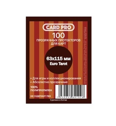 прозрачные протекторы card-pro euro tarot для настольных игр 100 шт. 63x115 мм