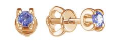 Серьги пусеты из красного золота с танзанитом Империал S0977-108 Imperial