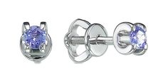 Серьги пусеты из белого золота с танзанитом Империал S0977-208 Imperial