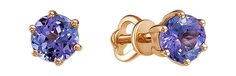 Серьги пусеты из красного золота с танзанитом Империал S0976-108 Imperial
