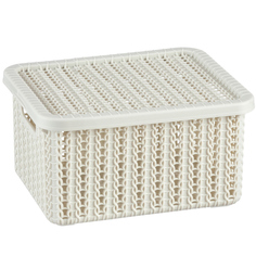 Коробка Idea "Вязание", цвет: белый ротанг, 1,5 л, с крышкой