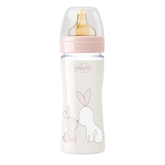 Детская бутылочка Chicco Original Touch, стекло, латекс, 240 мл, 0+, цвет розовый