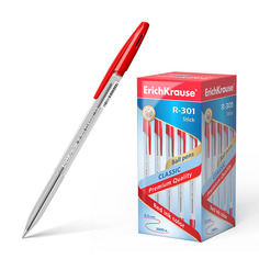 Ручка шариковая ErichKrause® R-301 Classic Stick 1.0, красный в коробке 50 шт
