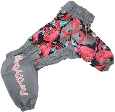 Дождевик для собак FOR MY DOGS Фламинго, женский, серый, розовый, A3, длина спины 40 см