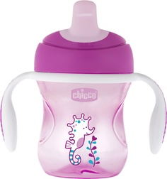 Детская бутылочка Chicco Training Cup, полужесткий носик, 6+ месяцев, 200 мл, цвет розовый