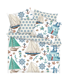 MONA LIZA КПБ 1,5 сп 50*70 Моряки бязь