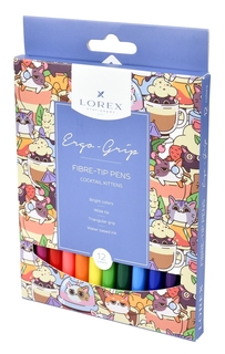 Фломастеры LOREX ERGO-GRIP "Cocktail Kittens", 12 цветов, ассорти, с трехгранным захватом ФАРМ
