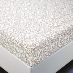 Простынь на резинке 200х200 (борт 20 см) трикотажная Завиток капучино АРТПОСТЕЛЬ