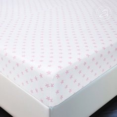 Простынь на резинке 120х200 (борт 20 см) трикотажная Звезды розовые АРТПОСТЕЛЬ