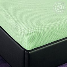 Простынь на резинке 60х120 (борт 10 см) трикотажная Клетка зеленая АРТПОСТЕЛЬ