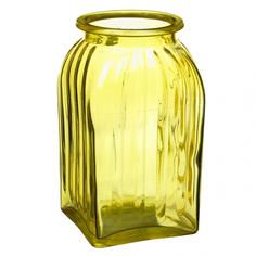 Ваза для цветов NinaGlass Ханна, желтая, высота 18,5 см