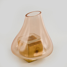 Ваза NiNaGlass 90-010 Ваза контрастная малая проз.крш.персик.1485С на кубе