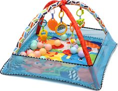 Развивающий коврик для новорожденного Happy Bed Bell с игрушками, оранжевый