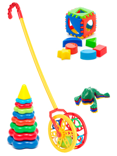 Развивающие игрушки Karolina Toys Кубик лог.мал+Каталка Колесо+ Пирам. бол.Команда КВА№1