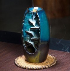Подставка для благовоний из керамики "Стелющийся дым" J31, синяя Luxury Gift
