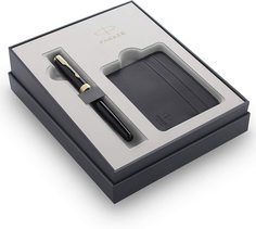 Подарочный набор Parker Sonnet с перьевой ручкой и футляром Black GT перо M синяя 2121991