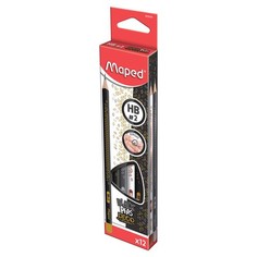 Карандаши чернографитные MAPED В НАБОРЕ из 12 штук "Black Peps Deco" HB 850060