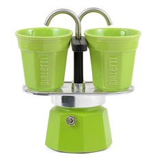 Гейзерная кофеварка Bialetti Мини Экспресс Зеленая 2 порции +2 чашки